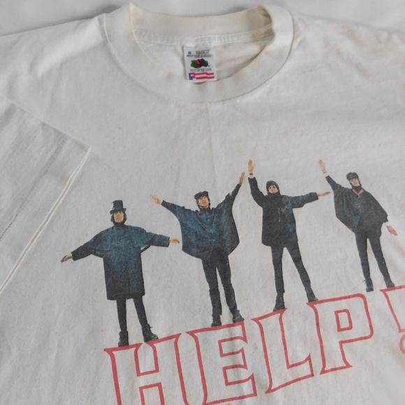 Vintage HELP! Beatles White T-Shirt - Picture 4 of 5